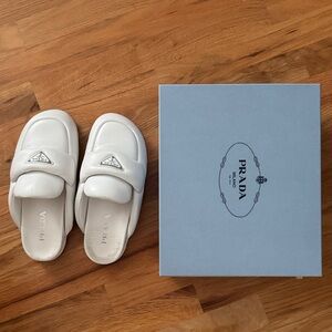 Prada Logo Leather Mule loafer puffy size 38.5